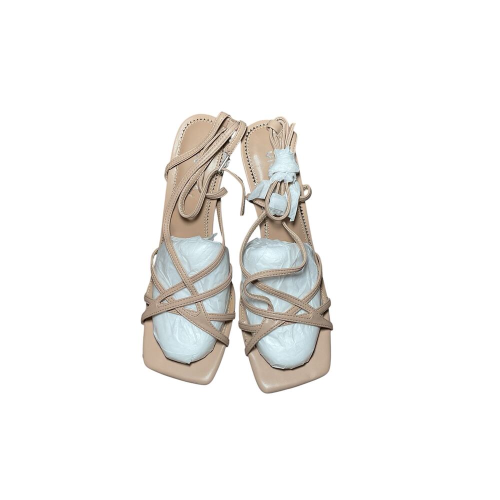 2/$40 Vivianly Square Toe Heeled Sandals Strappy Womens 8M NIB